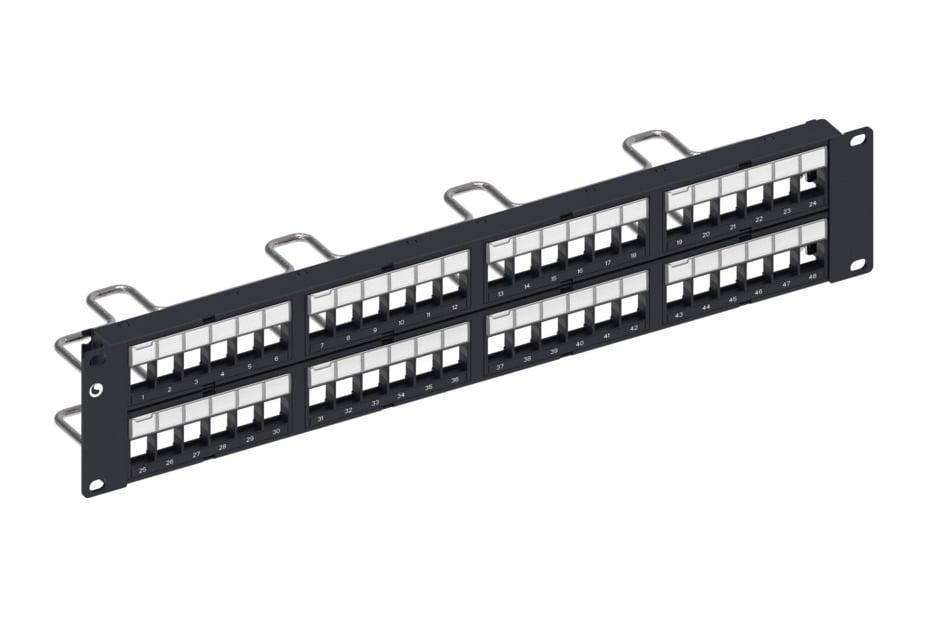 DDM RJ45 Patch Panel, Black, 2U, Shielded, Straight, Thermoplastic ...