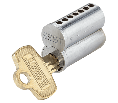 Small Format Interchangeable Core, 7 Pin Length, Brass Alloy, Best Q Keyway