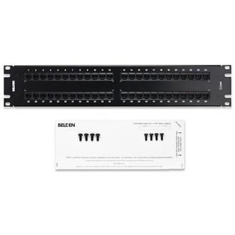 Patch Panel, Steel, 2U, Front Loading, 48 Ports, Black