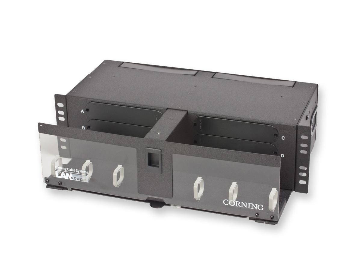Closet Connector and Splice Housing, Rack Mount, Black, 96 Fiber, 3 Unit