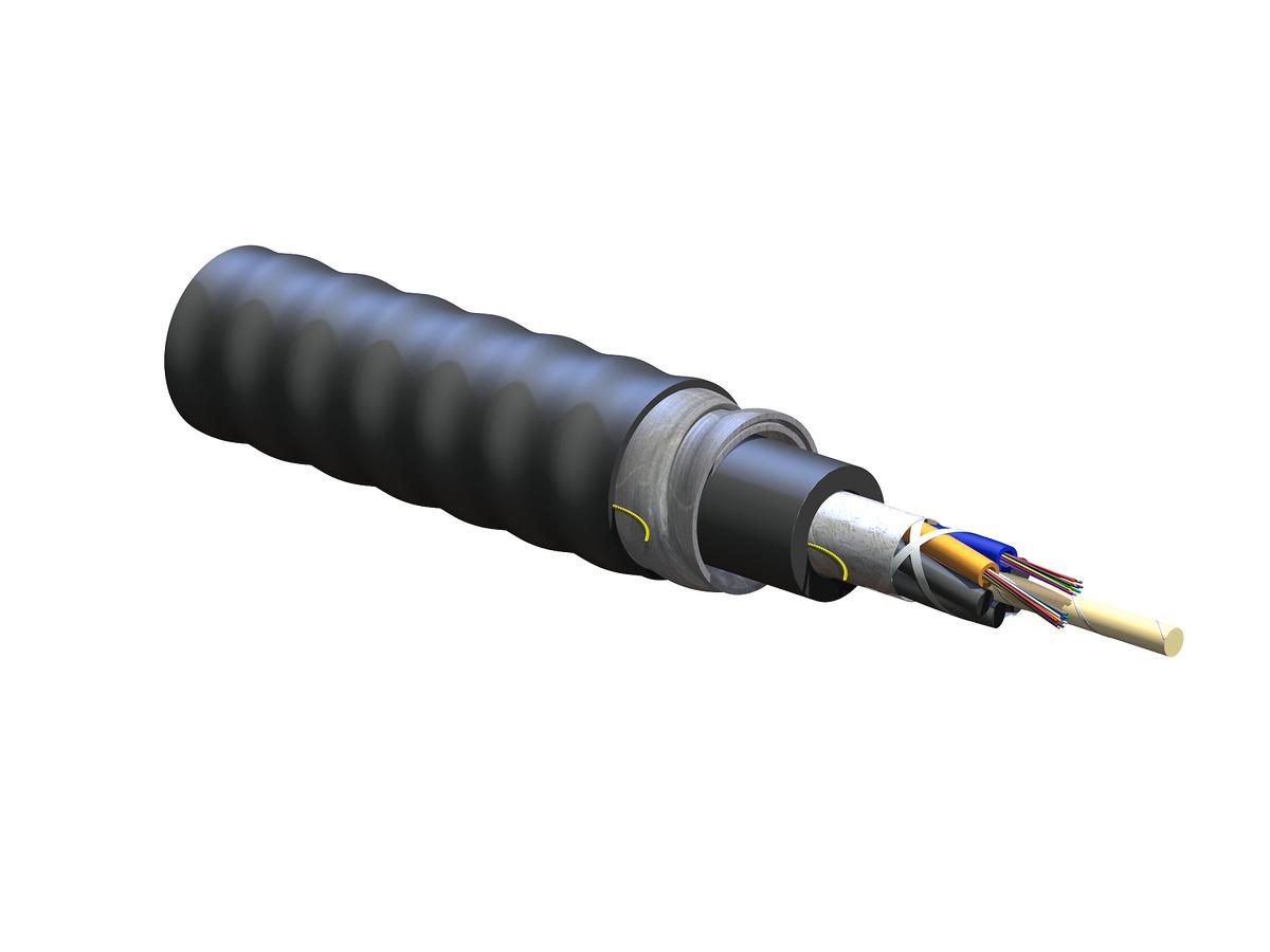 Indoor/Outdoor Fiber Cable, OS2, Loose Tube, Black, Armored