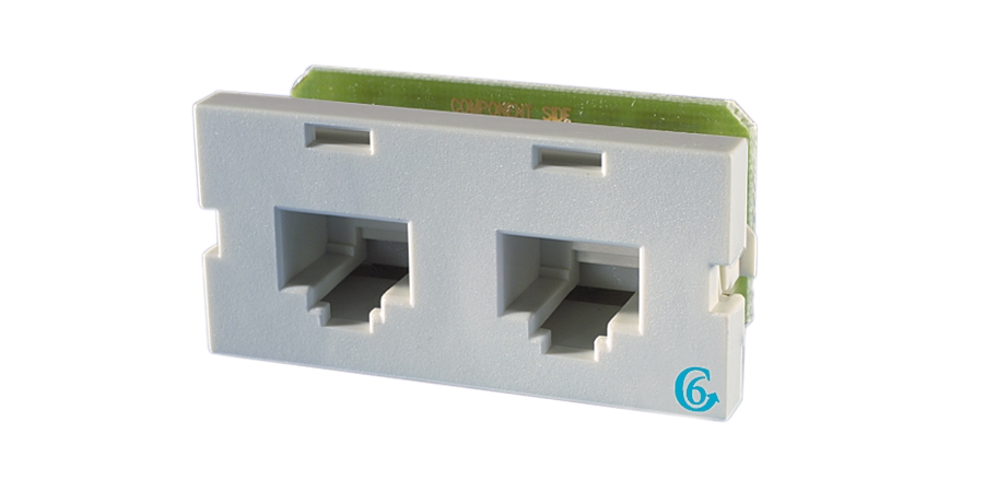 Jack Module, Cat 6, 2 Ports, Unshielded, Termination 110, T568A/T568B ...