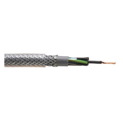 2.5 MM SQUARED, 4 CONDUCTOR, CONTROLFLEX YCY-JZ COPPER, PVC, TINNED COPPER WIRE BRAID, PVC CLEAR 300V AC CONDUCTOR TO GROUND, 500V AC BETWEEN CONDUCTORS, CONDUCTOR CODING: NUMBERED 1 TO 3 AND GREEN/YELLOW GROUND CONDUCTOR