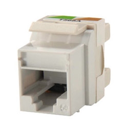 Category 5e Keystone jack, 8-position, 180 degree exit, icon compatible, T568A/B wiring, Cloud White. Package of 25.