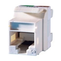 Category 5e Keystone jack, 8-position, 180 degree exit, icon compatible, T568A/B wiring, Fog White. Package of 25.