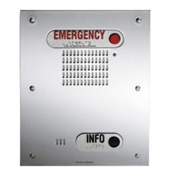 ADA, hands-free outdoor, flush mounted 2-Button "EMERGENCY" & "INFO" phone