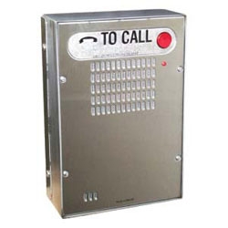 ADA, hands-free outdoor emergency phone, surface mntd, button reads TO CALL