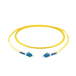 LC Duplex to LC Duplex patch cord on 2-fiber Zipcord cable, with 2 mm legs, and a low-smoke, zero-halogen sheath. 8 m