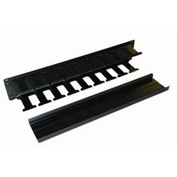 Single-Sided, 19&quot; Horizontal Cable Organizer with Fingers and Covers, Plastic, 2 RMU