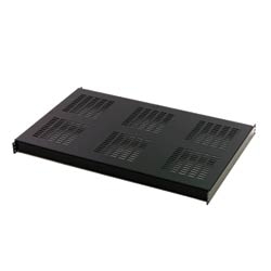 Heavy-Duty Fixed Shelf, Vented; 19&quot;W x 3.5&quot;H; Black; Single Sided; Vented