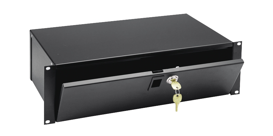 Lock Box,Black,9 in. Dp,7 in. Ht,Powder Coated Steel,4U Rack,50 lb.,19 ...