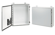 Wall-Mount Electrical Enclosure, 14 ga. Body, Gray, ANSI 61 Color Code ...