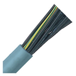 Oil Resistant Flexible Control & Power Cable, Stationary, 16 AWG (30/30) 1.50 mm2, 2 conductor, Gray PVC Jacket, Unshielded, 0.248" Outer Diameter, 4 Bend radius