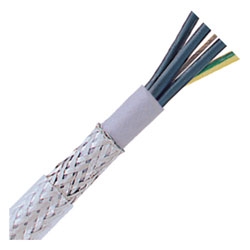 Oil Resistant Flexible Control & Power Cable, Stationary, 10 AWG (84/28) 6 mm2, 4 conductor, Transparent PVC Jacket, Unshielded, Tinned Copper Braid0.622" Outer Diameter, 6 Bend radius