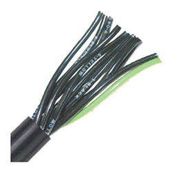 Flexible Tray Cables, Stationary, 16 AWG (7 strand) 1.32 mm2, 3 conductor, Black PVC Jacket, Unshielded, 0.311&quot; Outer Diameter, 6 Bend radius