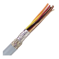 Flexible Signal & Control Cable, Stationary, 22 AWG (19/34) 0.34 mm2, 6 conductor, Gray PVC Jacket, Unshielded, Foil & Braid Wrap0.256" Outer Diameter, 6 Bend radius