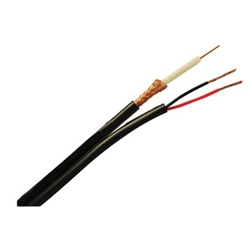 PTZ (CCTV+Power/Audio) Cable, Plenum-CMP, 1-RG6 18 AWG solid bare copper with foam FEP, 95% bare copper braid, 500&#8217; reel, 1-18 AWG stranded bare copper pair with Flamarrest insulation, Siamese with Flamarrest jacket