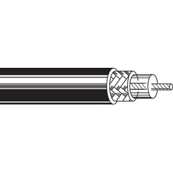 Coax cable - RG-8/U type, 13 AWG stranded (7x21) .085&quot; bare copper conductor, polyethylene insulation, 1000&#8217; reels, bare copper braid shield (97% coverage), black PVC jacket