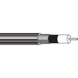 Low noise coax cable, RG-174/U Type, 26 AWG stranded (7x34) .019" bare copper-covered steel conductor, polyethylene insulation, conductive layer, TC braid shield (90% coverage), PVC jacket