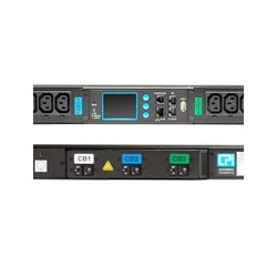 Vertical eConnect PDU,Monitored, L6-30 Plug, Single Phase, 200-240V, 30A, (30) C13 (6) C19 Outlets, 200-240, 2 x 2P 20A Hydraulic Magnetic Breakers, No Surge Protection, Graphical Local Display, Ethernet, IP and Serial Monitoring, USB