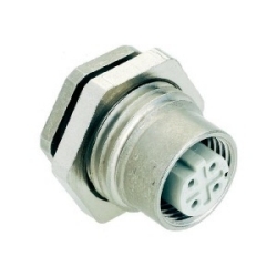 PCB Receptacles M8/M12: M12 Panel feed through/PCB straight D-cod.