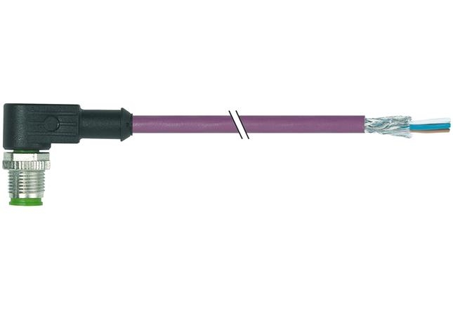 Data Cords M12: M12-Male angled 2x0,64mm PUR 3.0m