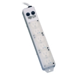 For Patient-Care Vicinity - UL 1363A Medical-Grade Power Strip; 6 15A Hospital-Grade Outlets, Safety Covers, 15 ft. Cord
