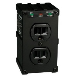 Isobar 2-Outlet Surge Protector, Direct Plug-In, 1410 Joules, Diagnostic LEDs, Black Metal Housing