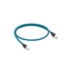 EtherMATE - Industrial Ethernet double-ended cord set, moderate-flex, male, RJ45 to RJ45 straight, 4-pair, 24 AWG, PVC cable, stranded/shielded with teal jacket. cable length: 2M