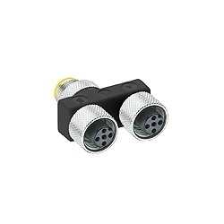 Splitter/T-connector, 2-way, 5-poles with one M12 Male Connector and two M12 Female Connectors