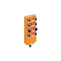 M12 Micro actuator/sensor distribution box with LED operation and function indicators, top-entry, 8-ports, M12 sockets, 5-poles, 2 signals per socket, with integrated control cable - suitable for c-track applications. cable length: 5M