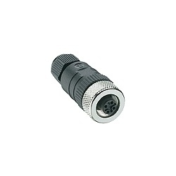 M12 Micro Field attachable connector, female straight connector, 4-pole with threaded joint, assembling with screw terminals.
