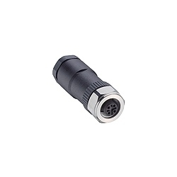 M12 Micro Field attachable connector, Duo female connector, 4-pole with threaded joint, for two cable connections, assembling with screw terminals.