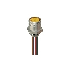 Mini Receptacle connector, 1 1/8 inch C body, female 12-pole for front mounting, assembled stranded wire, potted with epoxy, chassis side thread 1/2 inch NPT, screw connection, US Color Code.