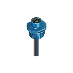 M12 Micro Receptacle, 4-pole, female for front mounting, 24 and 22 AWG, panel mount thread 1/2 inch-14 NPT, 0.5 meter leads.