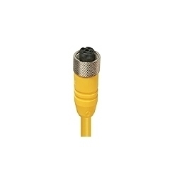 M12 Micro, Actuator/sensor cordset, single-ended, 4-poles, female straight connector with self-locking thread and yellow 22 gauge PUR molded cable. cable length: 5M