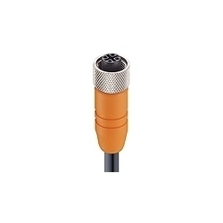 M12 Micro actuator / sensor cordset, single-ended, M12, 4-poles, 5 meters, female straight connector with threaded joint & orange PVC shielded molded cable, shielding connecting to knurled screw