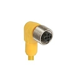 M12 Micro, Actuator/sensor cordset, single-ended, 4-poles, female right-angle connector with self-locking thread and yellow 22 gauge PVC molded cable. cable length: 10M