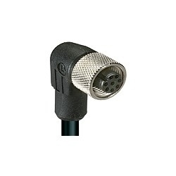 M12 Micro, Actuator/sensor cordset, single-ended, 8-poles, female right-angle connector with self-locking thread and black 24 gauge PVC molded cable. cable length: 2M
