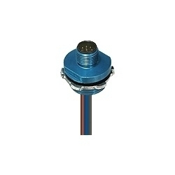M12 Micro, Receptacle, 4-pole, male, M12 for front mounting, 24 and 22 AWG, panel mount thread 1/2 inch-14 NPT, 0.3 meter leads.