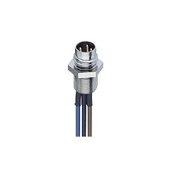 M8 Pico Receptacle connector, M8 male connector, 3-pole for front mounting, assembled stranded wire, solder contacts potted with epoxy, chassis side thread M8 x 0.5 (panel nut RSKF 8).