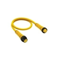 Mini 7/8 inch double-ended cordsets, male straight with external threads to female straight connector, 4-poles with yellow TPE 18 gauge molded cable, IEC color code. cable length: 15F