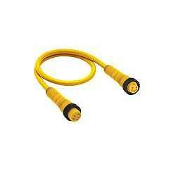 Mini 7/8 inch double-ended cordsets, male to female straight, 6 feet, 4-poles with yellow TPE 16 gauge molded cable, US color code