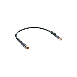 M12 Micro actuator/sensor cordset, double-ended, 3-poles, 1 meter, male straight to female right angle connector with self-locking thread and black PUR halogen free molded cable, IEC color code