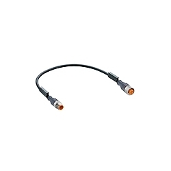M12 Micro actuator/sensor cordset, double-ended, 4-poles, male straight to female straight connector with self-locking thread and black PUR halogen free molded cable, IEC color code. cable length: 5M