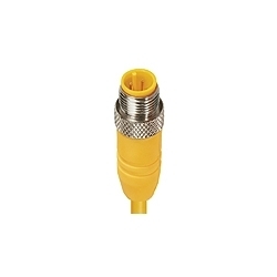 M12 Micro actuator/sensor cordset, single-ended, 5-poles, male straight connector with self-locking thread and yellow 22 gauge PVC molded cable. cable length: 2M