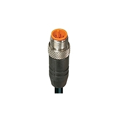 M12 Micro actuator/sensor cordset, single-ended, 8-poles, male straight connector with self-locking thread and black 24 gauge PVC molded cable. cable length: 5M