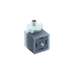 DIN Valve adaptor according to DIN EN 175301-803, form A, with LED function indicator, varistor voltage protection, connected protective earth, with M8 male receptacle connector.