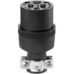 Connecteur, caoutchoucs thermoplastiques, 15 a/125V, 2 pôles, 3 fils, mise à la terre, corps droit, noir