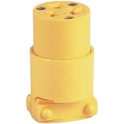 Connecteur, 20 a/125V, 2 pôles, 3 fils, NEMA 5-20, le corps droit, vinyle, jaune